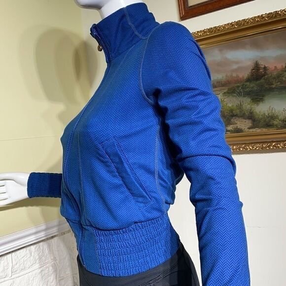 Lululemon Da Bomber Full Zip Up Jacket Blue Herringbone - Picture 7 of 14